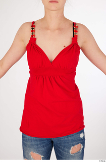 Olivia Sparkle casual dressed red spaghetti strap top upper body…